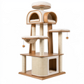 Arbre à chat 70 x 55 x 170 cm en bois beige et naturel avec griffoirs et niches