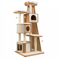 Arbre à chat 80 x 60 x 170 cm en bois beige et naturel avec griffoirs et niches