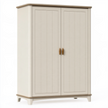 Armoire de rangement 100 x 50 x 190 cm en bois beige style campagne à 2 portes