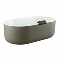 Baignoire îlot 170 x 80 cm en acrylique blanc gris nervuré avec appuie-tête