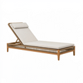 Chaise longue de jardin 200 x 70 cm en bois et corde tressée beige dossier réglable