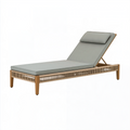 Chaise longue 200 x 70 cm en bois gris clair et marron naturel dossier réglable extérieur