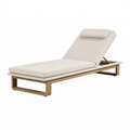 Chaise longue 200 x 70 cm en bois beige avec dossier réglable pour extérieur