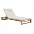 Chaise longue de jardin 200 x 70 cm en bois beige avec dossier réglable